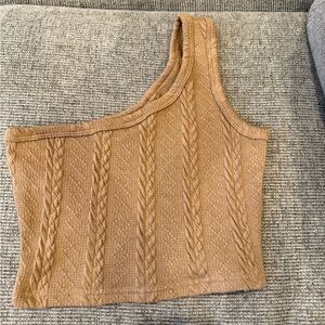 SHEIN Camel Knit One-Shoulder Top